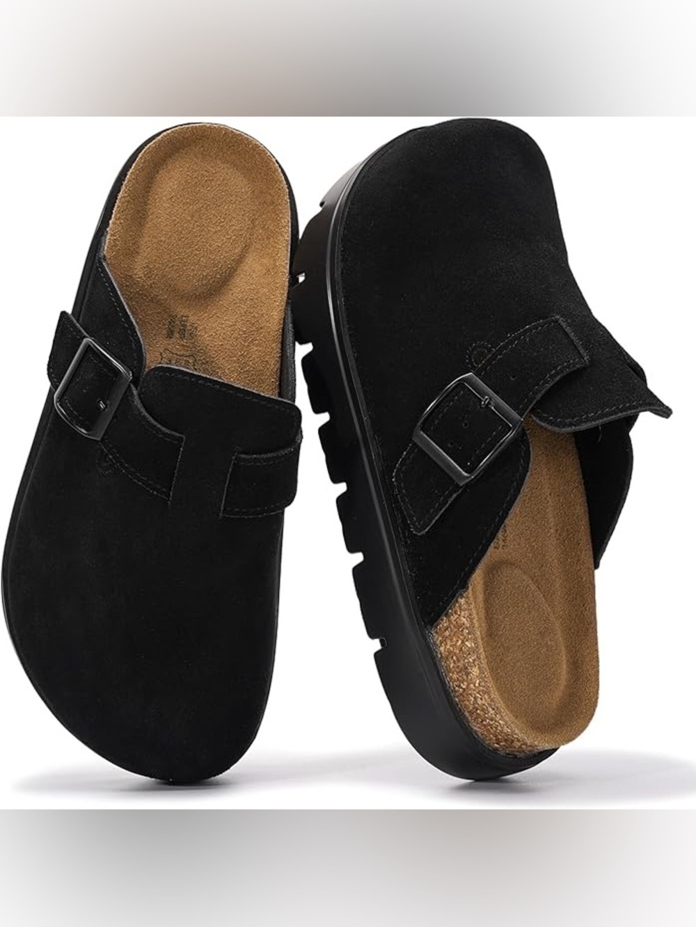 Project Cloud Black Suede Chunky Clog Size 7.5
